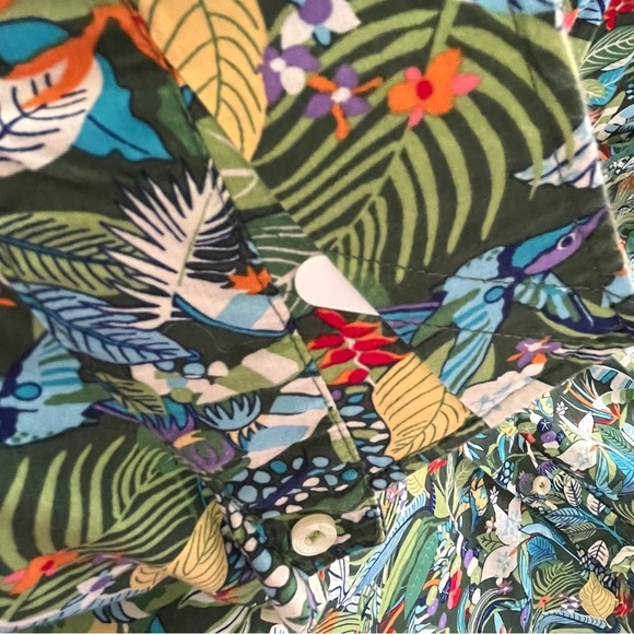 Allan Flusser Hawaiian Tropical Floral Button Up Cuban Camp Shirt Large Parrot - Picture 10 of 11
